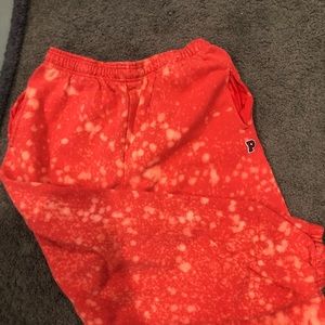 Custom bleach dye PINK sweatpants